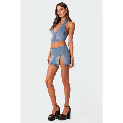 Lace Up Denim Corset