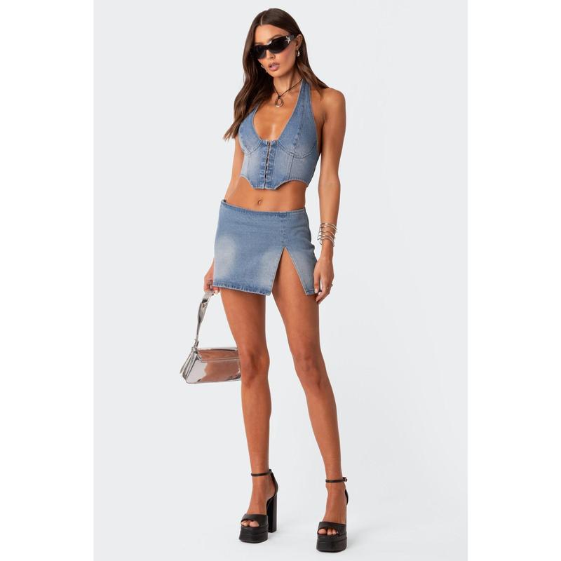 Lace Up Denim Corset