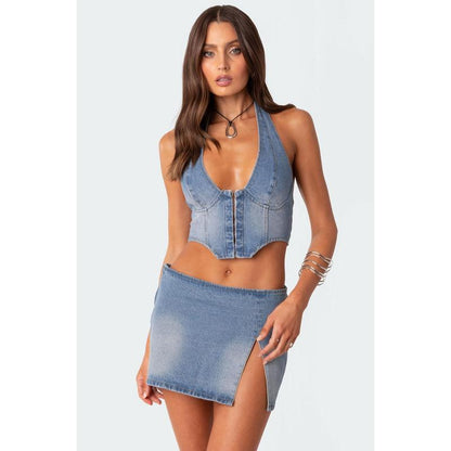 Lace Up Denim Corset