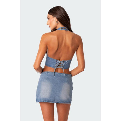 Lace Up Denim Corset